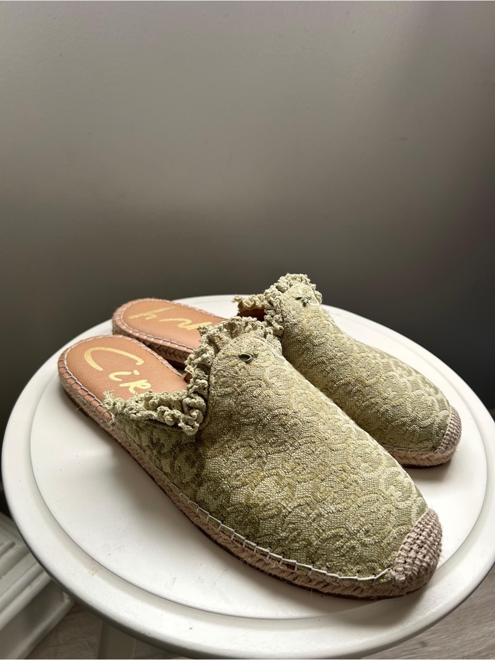 Slip-On Women’s Espadrille Mules in Sage Green